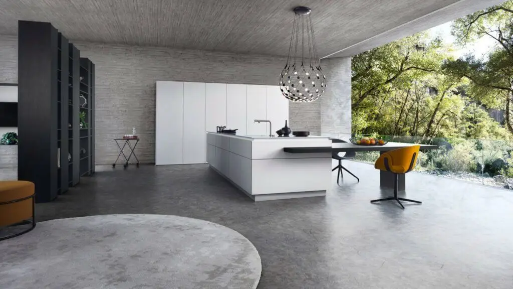 Große moderne Designerküche von weiß